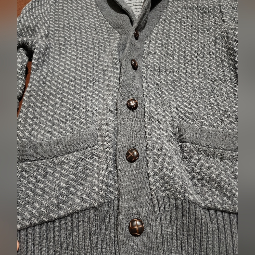 Merona Men's Textured Gray Cardigan Sweater - Picture 5 of 8